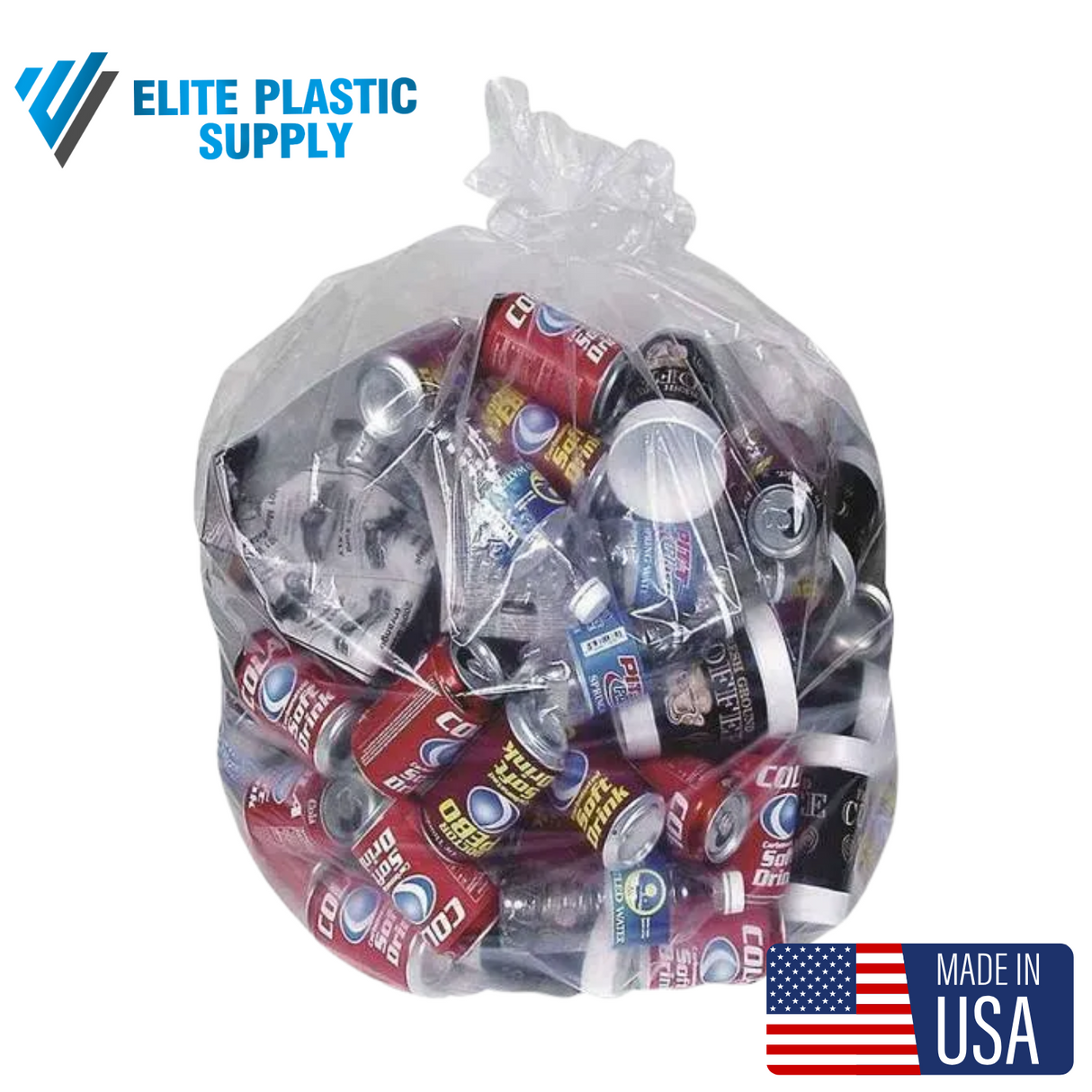 50-55 Gallon Clear Recycling Trash Bags - 1.3 Mil - 100/Case